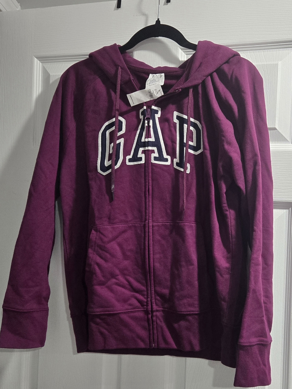 GAP Womens Magenta Hooded Zip-Up Sweatshirt